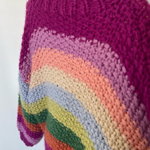 Chunky Knit Rainbow Striped Long Sleeve Knit Sweater by Entro Boutique - Picture 11 of 14